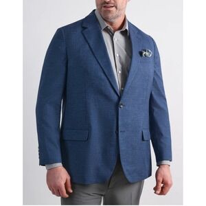 J.M. Haggar Men 50R Classic Fit Navy Blazer Sport Coat Two Button Lined Jacket